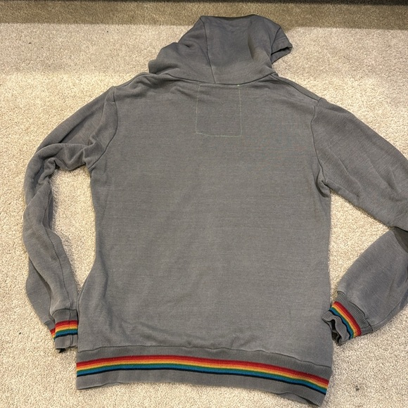 RARE Aviator Nation Grey zip up Hoodie with rainbow trim M - Picture 4 of 5